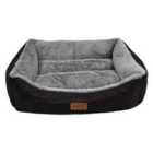 HugglePets Luxury Dog Lounger Plush Small Black & Grey