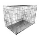 HugglePets Dog Cage with Metal Tray Large Silver