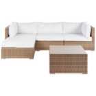 Beliani Garden Corner Sofa With Table 4 Seater Sano Right Hand Modular Pe Rattan Natural