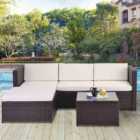 MCC Direct Rattan Furniture Corner Sofa L shaped seating and Table Patio Garden set Rupert Brown