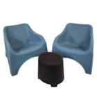 Trabella LODI Side Table with 2 VERONA RELAX Chairs Set Aqua Blue