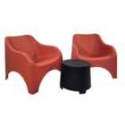 Trabella LODI Side Table with 2 VERONA RELAX Chairs Set Coral Red