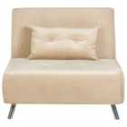 Beliani Velvet Single Sofa Bed Beige Farris