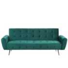 Beliani Velvet Sofa Bed Green Selnes