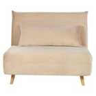 Beliani Velvet Single Sofa Bed Beige Setten