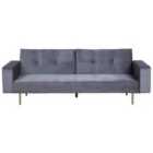 Beliani Velvet Sofa Bed Grey Visnes