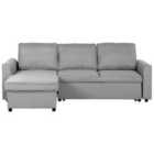Beliani Right Hand Fabric Corner Sofa Bed With Storage Grey Nesna
