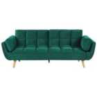 Beliani Velvet Sofa Bed Green Asby