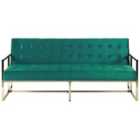 Beliani Velvet Sofa Bed Green Marstal