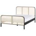 Beliani Bed Pine Wood Gonfaron 140 X 200 Cm Eu Double Black