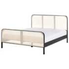 Beliani Bed Pine Wood Gonfaron 160 X 200 Cm Eu King Size Black