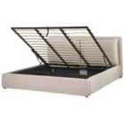 Beliani Ottoman Bed Velvet Bajonna 180 X 200 Cm Eu Super King Beige