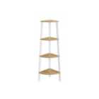 Vasagle 4-tier Corner Shelf - Natural Oak and Matte White