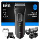Braun Series 3+ Electric Shaver, Beard Trimmer Attachment, Dry, 3000BT, Grey