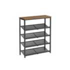 Vasagle 5-tier Shoe Storage With Shelves and Large Top - Honey Brown and Ink Black