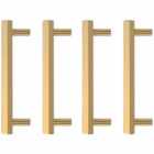 Pushka Home Set Of 4 Solid Brass Hexagon Bar Handle 384Mm - Brushed Gold Finish