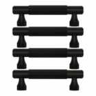 Pushka Home Set Of 4 Solid Brass Knurled Bar Handle 224Mm - Black