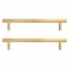 Pushka Home Set Of 2 Solid Brass Slim Hexagonal Cabinet Bar Handle 384M - Gold