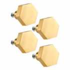 Pushka Home Set Of 4 Solid Brass Hexagon Door Knob - Gold