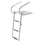COSTWAY 3-Step Telescoping Boat Ladder with Fiberglass Platform and 2 Handrails