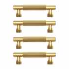 Pushka Home Set Of 4 Solid Brass Knurled Bar Handle 128Mm - Gold