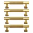 Pushka Home Set Of 4 Solid Brass Knurled Bar Handle 224Mm - Gold