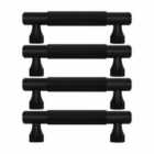 Pushka Home Set Of 4 Solid Brass Knurled Bar Handle 160Mm - Black