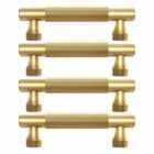 Pushka Home Set Of 4 Solid Brass Knurled Bar Handle 160Mm - Gold