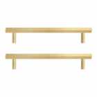 Pushka Home Set Of 2 Solid Brass Slim Hexagonal Cabinet Bar Handle 224M - Gold
