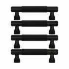 Pushka Home Set Of 4 Solid Brass Knurled Bar Handle 128Mm - Black