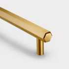 Pushka Home Solid Brass Hexagon Bar Handle 160Mm - Brushed Gold Finish