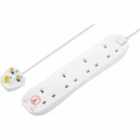 Masterplug 4 Socket 2M Surge Protected Extension Lead White 13A