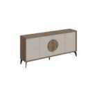 Decortie Sideboard Console 180Cm 35.6X180X82Cm 4 Particleboard Dark Oak Effect, Sandstone