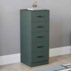 Vida Designs Riano 5 Drawer Narrow Chest - Green