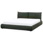 Beliani Bed Fabric Vinay 180 X 200 Cm Eu Super King Dark Green