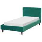 Beliani Velvet Eu Single Size Bed Dark Green Fitou
