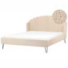 Beliani Bed Boucle Ambillou 180 X 200 Cm Eu Super King Beige