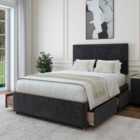 Bedmaster Black Naples Velvet 4 Drawer Divan Base And Valencia Headboard Double