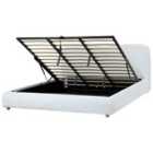 Beliani Ottoman Bed Fabric Blagnac 180 X 200 Cm Eu Super King Light Grey