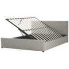 Beliani Ottoman Bed Faux Leather Rochefort 180 X 200 Cm Eu Super King Taupe