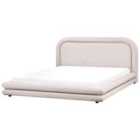 Beliani Bed Faux Linen Lavardens 180 X 200 Cm Eu Super King Taupe