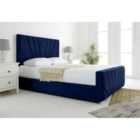 Eleganza Scarlett Blue Plush Velvet King Bed Frame