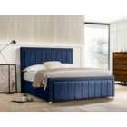 Eleganza Lorrinne Upholstered Bed Frame Plush Velvet Fabric Single Blue