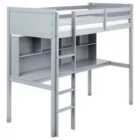 Beliani High Sleeper Bed With Desk Pine Wood Foucamont 90 X 200 Cm Eu Single Grey