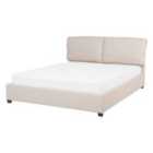 Beliani Bed Fabric Belfort 140 X 200 Cm Eu Double Light Beige