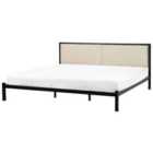 Beliani Bed Metal Clamart 180 X 200 Cm Eu Super King Light Beige
