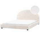 Beliani Bed Boucle Vaucluse 180 X 200 Cm Eu Super King Off-white