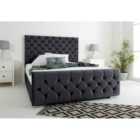 Eleganza Maya Steel Plush Velvet Matching Buttons Single Bed Frame
