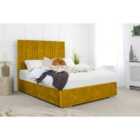 Eleganza Fabio Plush Double Bed Frame - Mustard Gold