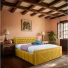 Eleganza Liarra Upholstered Bed Frame Plush Velvet Fabric Small Double Yellow